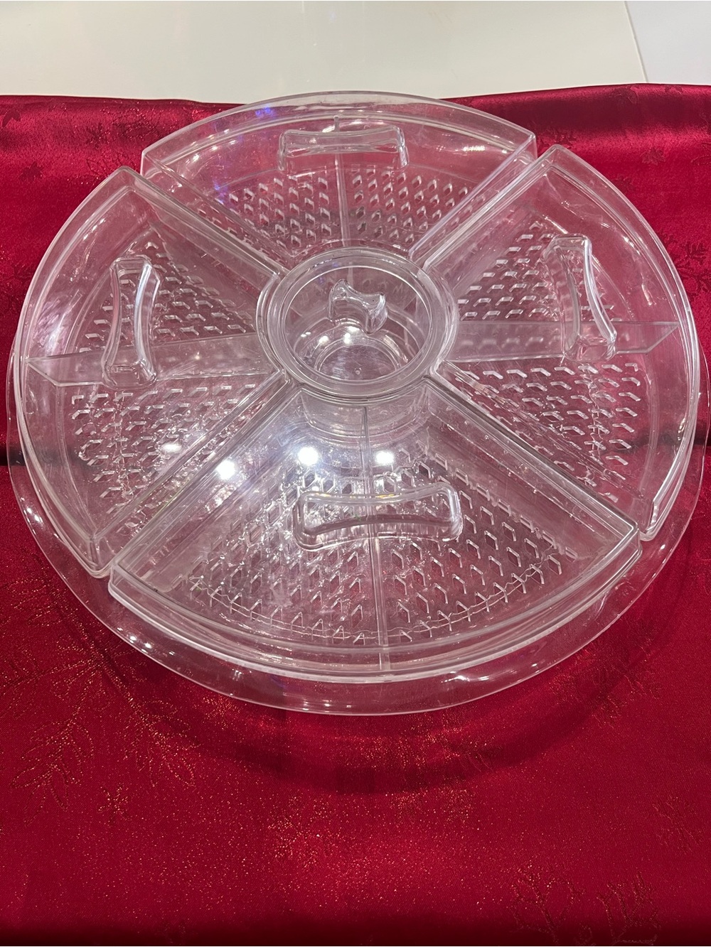 Clear Plastic 6-Compartment Party Serving Tray - Unbranded